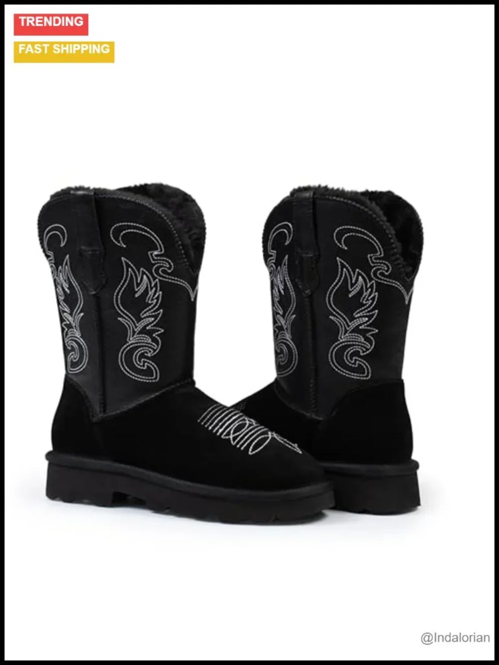 Genuine Leather Suede Platform Snow Boots Faux Fur Lining Pull On Memory Foam